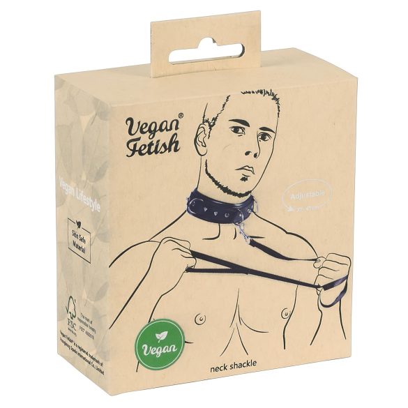 Vegan Fetish - Zwarte halsband & riem met studs