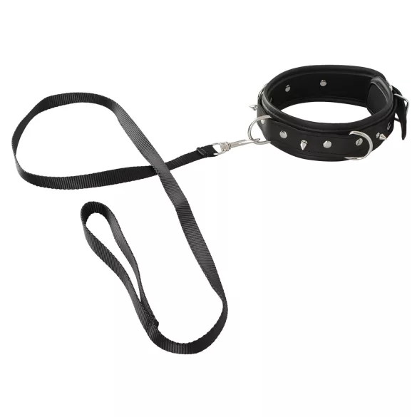 Vegan Fetish - halsband met studs en riem - zwart