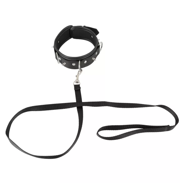 Vegan Fetish - halsband met studs en riem - zwart