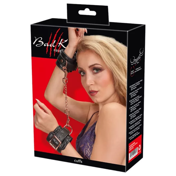 Bad Kitty - handboeien met ketting - zwart/rosegoud