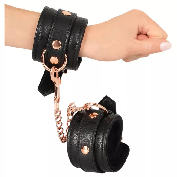 Bad Kitty - handboeien met ketting - zwart/rosegoud