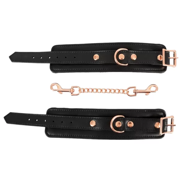 Bad Kitty - handboeien met ketting - zwart/rosegoud