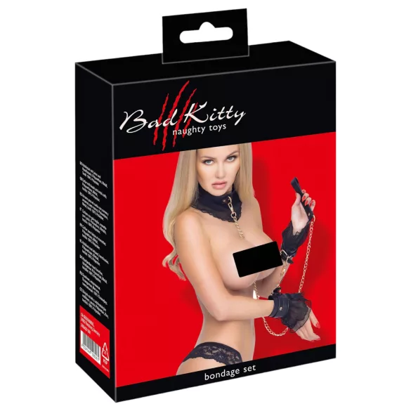 Bad Kitty - set met gerimpelde boeien (4-delig) - zwart