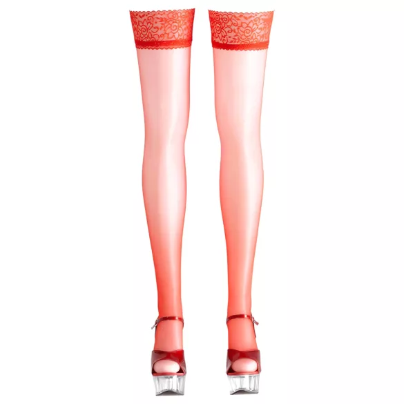 Cottelli - Satijn hold-ups - rood - 5/XL