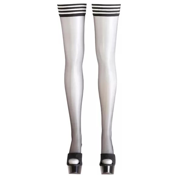 Cottelli - Zwarte hold-up kousen - Gestreepte band - 3/M-L