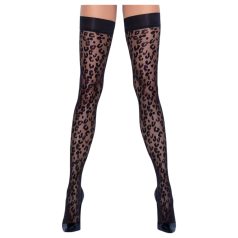 Cottelli Legwear - panterprint stay-ups (zwart)
