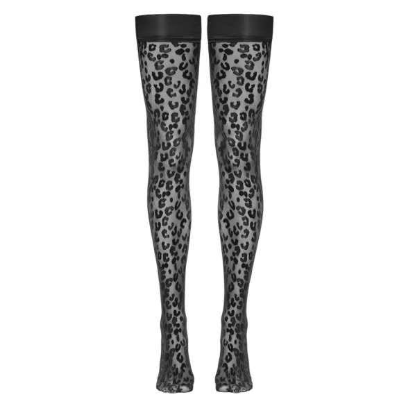 Cottelli Legwear - hold-up kousen - panterprint - zwart