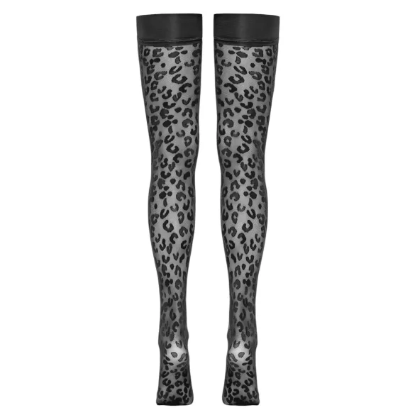 Cottelli Legwear - hold-up kousen - panterprint - zwart