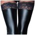 Noir - glanzende kanten hold-ups (zwart) - XL