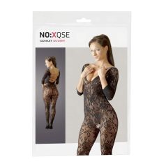 NO:XQSE - Bloemige bodystocking - zwart (S-L)