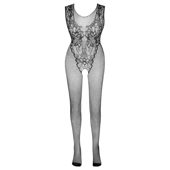 NO:XQSE - bodystocking zonder mouwen - openkant netstof - zwart (S-L)