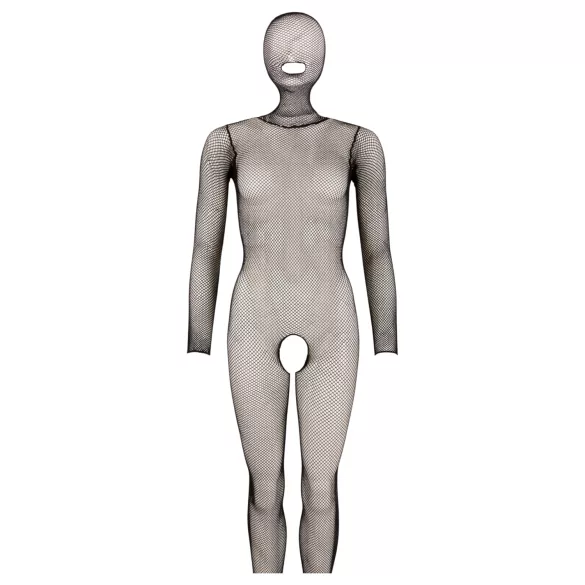 Cottelli Fantasy - masker met open net catsuit (zwart) - S-L