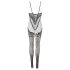 Cottelli Fantasy - jarretelles net catsuit met open kruis (zwart) - S-L