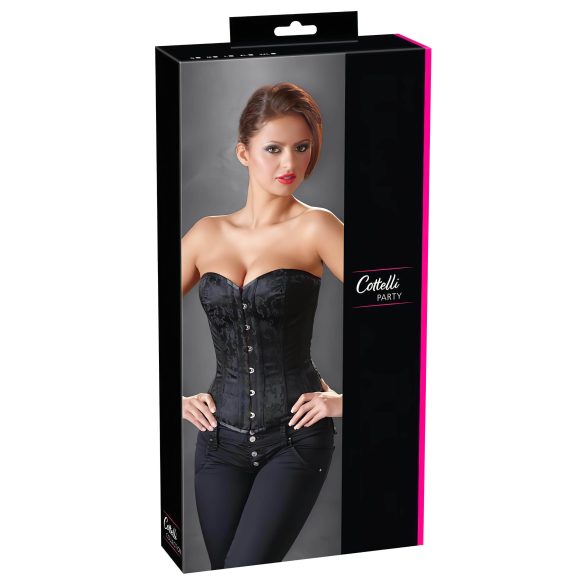 Cottelli - geborduurd party corset (zwart) - M