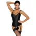 Cottelli Party - satijnen bustier met jarretels - zwart - L