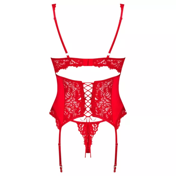 Obsessive Amor Cherris - lingerieset met jarretels - kant - rood
