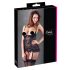 Cottelli - Kant-en ruches top met jarretels (zwart) - 85C/XL