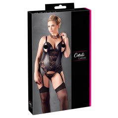 Cottelli - dames top grote maat - bloemenprint - zwart