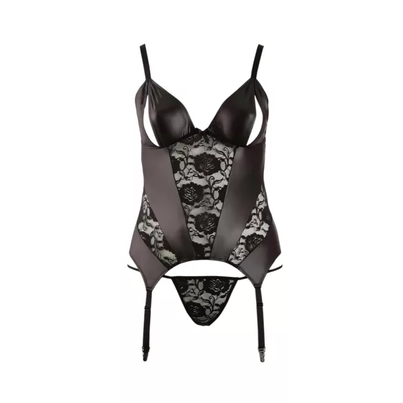 Cottelli - dames top grote maat - bloemenprint - zwart