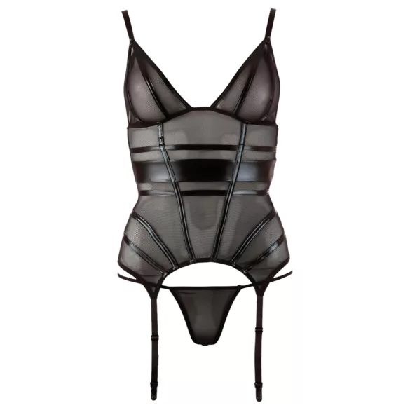 Cottelli - transparante top - glanzende strepen - zwart