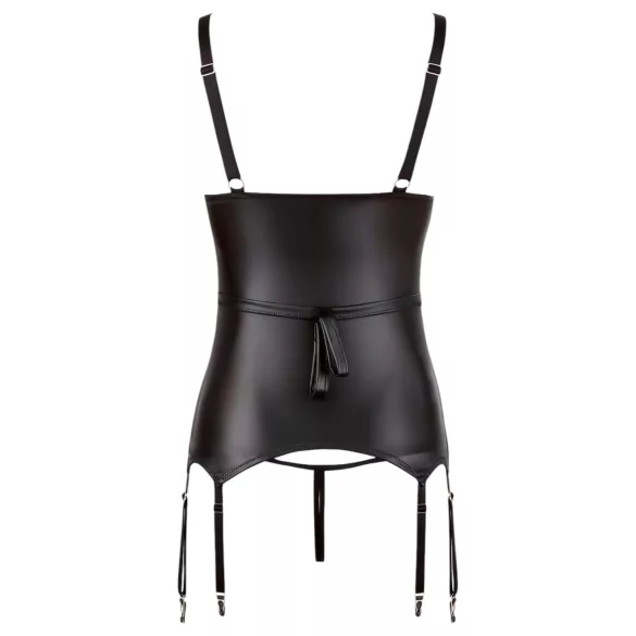 Cottelli Bondage - glimmende push-up top met boeien (zwart) - XL