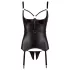 Cottelli Bondage - glimmende push-up top met boeien (zwart) - XL