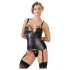 Cottelli Bondage - glimmende push-up top met boeien (zwart) - XL