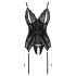 Cottelli - kanten open top en string (zwart) - L