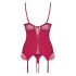 Obsessive Rosalyne - bustier met kousenbanden en string (bordeauxrood)