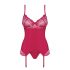 Obsessive Rosalyne - bustier met kousenbanden en string (bordeauxrood)