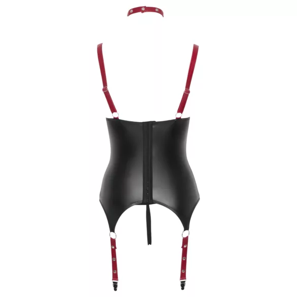 Cottelli Bondage - Lakleren beha top met halsband - Zwart - L