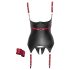 Cottelli Bondage - Glanzend borsttop met halsband (zwart) - XL