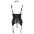 Cottelli Bondage - Glanzend borsttop met halsband (zwart) - XL
