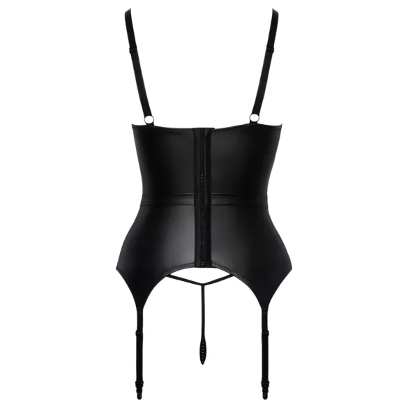 Abierta Fina - bh met open cup en jarretels - zwart