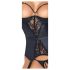 Abierta Fina - Zwarte push-up top met jarretels - L