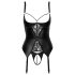 Abierta Fina - Zwarte push-up top met jarretels - L