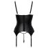 Abierta Fina - Zwarte push-up top met jarretels - L