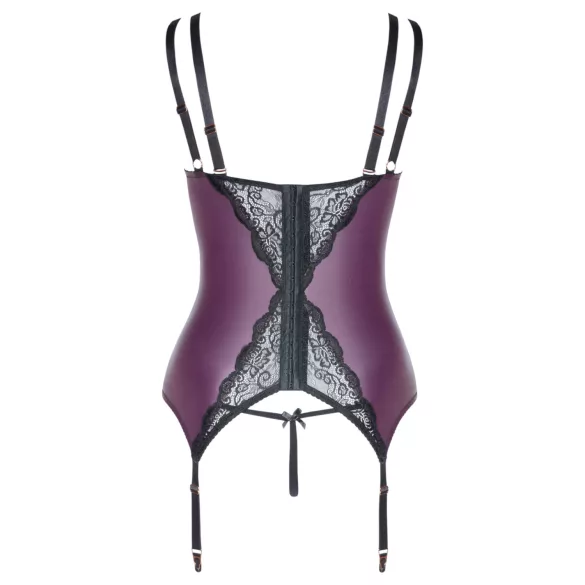 Cottelli Curves - kanten, veters lingerie set (paars) - 90D/XL