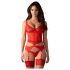 Obsessive Cupide Desir - Transparant kanten setje (rood)