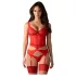 Obsessive Cupide Desir - dames lingerie set - doorzichtig kant - rood