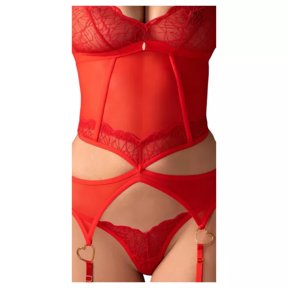 Obsessive Cupide Desir - dames lingerie set - doorzichtig kant - rood