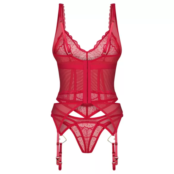 Obsessive Cupide Desir - dames lingerie set - doorzichtig kant - rood