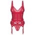 Obsessive Cupide Desir - dames lingerie set - doorzichtig kant - rood - L/XL