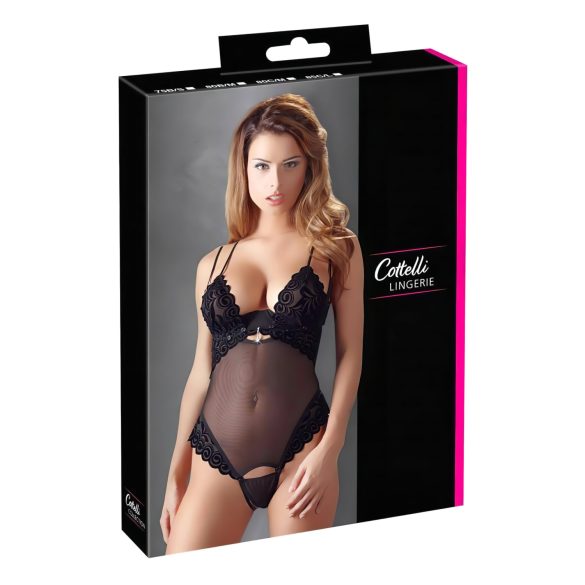 Cottelli - Fluwelen, veelzijdige body (zwart)