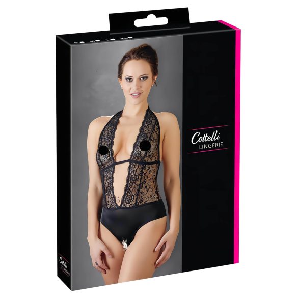 Cottelli - Kant-en-halsband body (zwart)
