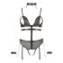 Cottelli Bondage - Zwart open body met kettingen en bandjes