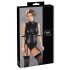 Cottelli Bondage - Glanzend mouwloos body met armboeien (zwart) - XL