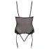 Cottelli Bondage - body met metalen ringen en polsboeien - zwart - L