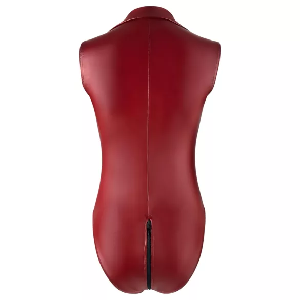 Cottelli Party - glanzende, mouwloze body met ritssluiting (rood) - M