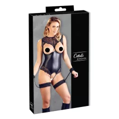 Cottelli Bondage - open body met boeien - glanzend zwart